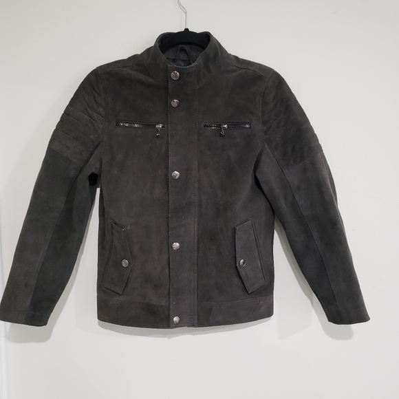 Urban Republic Gray Charcoal 100% Genuine Leather Moto Jacket Size Medium - Picture 2 of 15